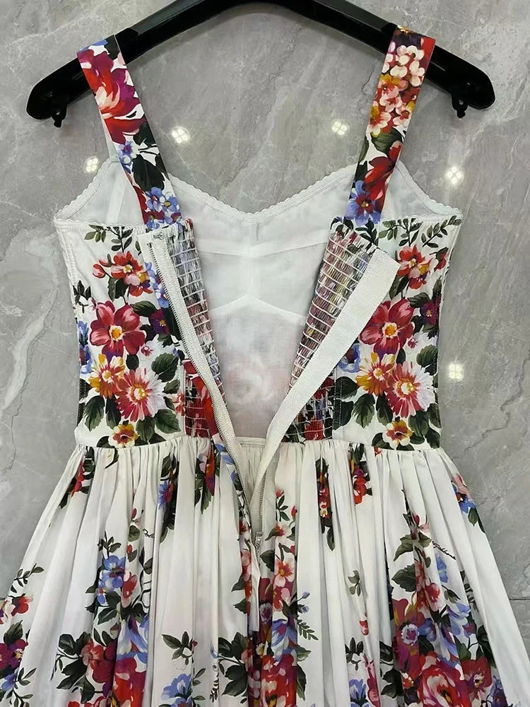 2026 New Women's Dress Sexy Spaghetti Strap Backless Fashion Print Cotton Casual Holiday Dresses