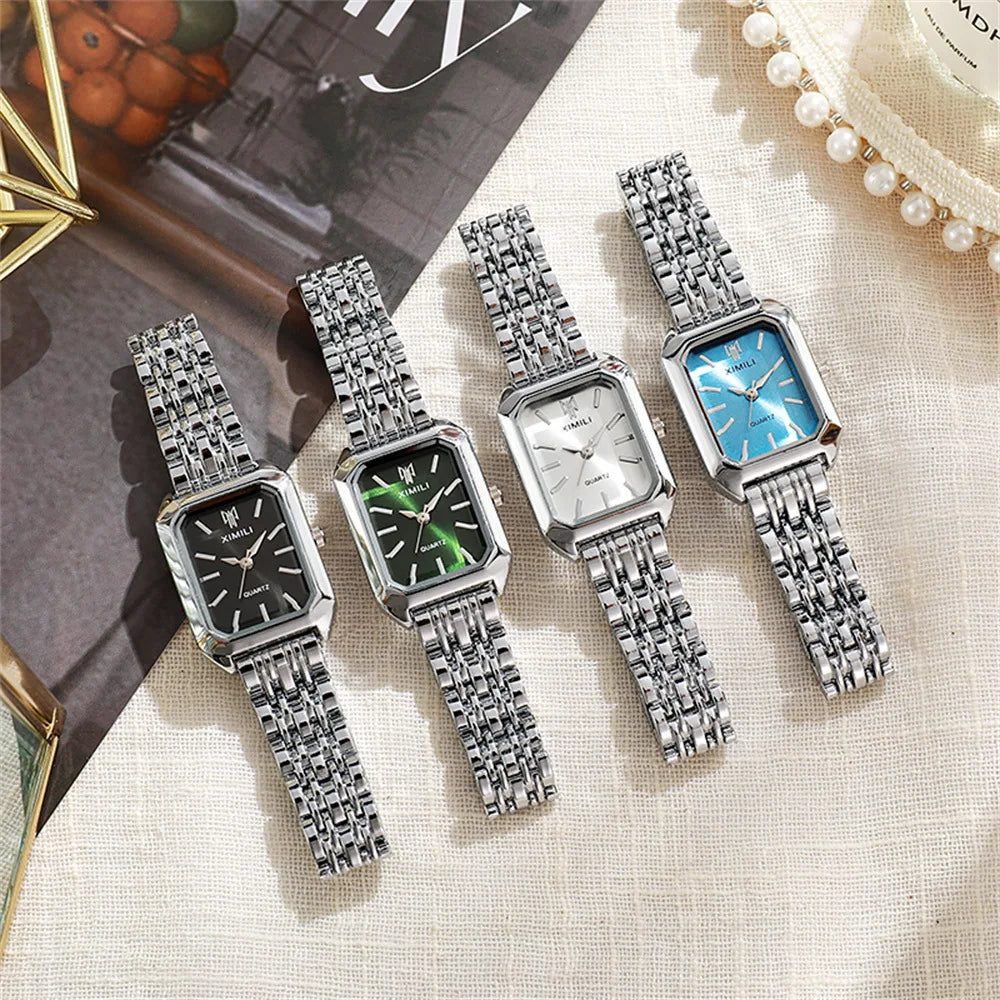 Women's Fashion Square Watches Gold Alloy Strap 2025 Luxury Ladies Quartz Wristwatches Qualities Female Roman Scale Clock