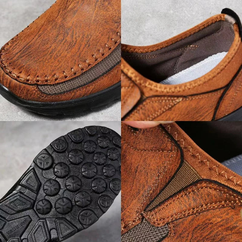 Men’s Breathable Casual Loafers – Lightweight Slip-On Walking Shoes (Black, Brown, White)