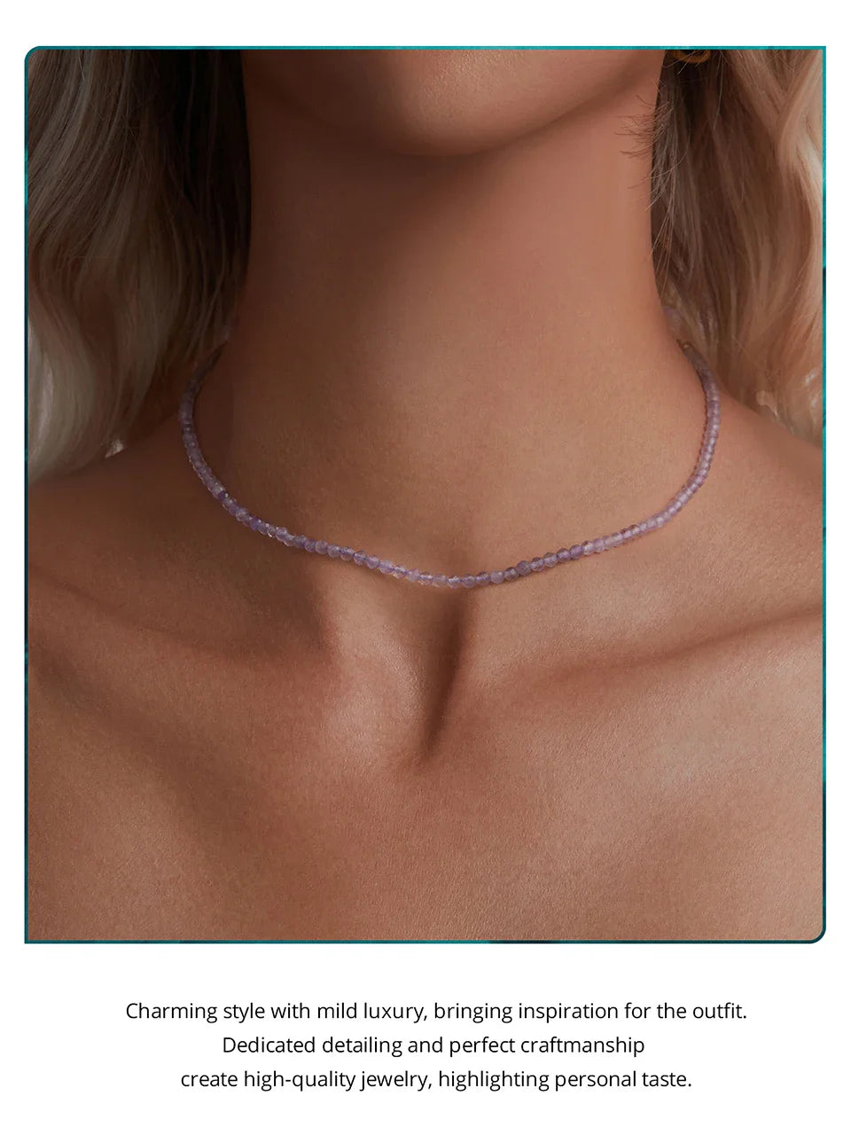 Amethyst Necklace for Women 3mm Handmade Amethyst Beaded Necklace Natural Crystal Choker Necklace Jewelry Gifts BSN431