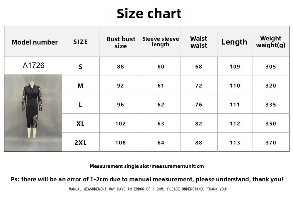2026 Sexy Black Lace Women's Slim Fit Dress Spring Fashion V-neck Long Sleeved Hip Hugging Dresses Ladies High Waist Party