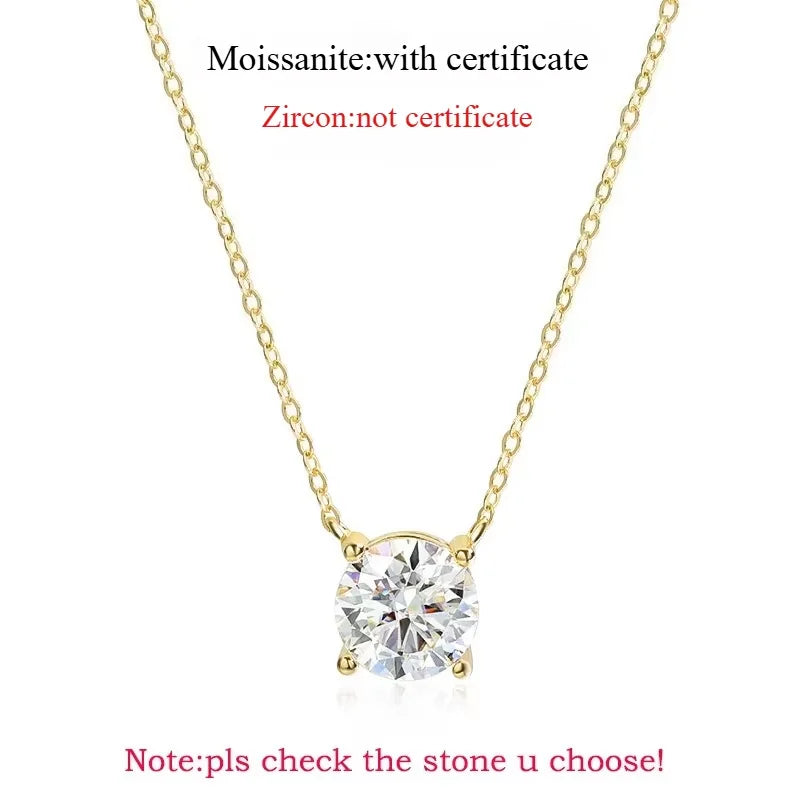 1-5CT Rose Gold Color Moissanite Necklace for Women D Color Sparkling Classic Lab Diamon Pendant Sterling Silver 925 100%