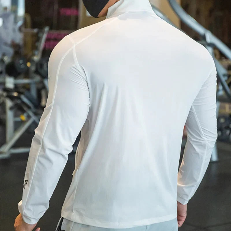 Men's Running Training Elastic Coat Outerwear Gym Tights Jacket Outdoor Cycling Sweatshirt Dry Fit Breathable Compression Tops