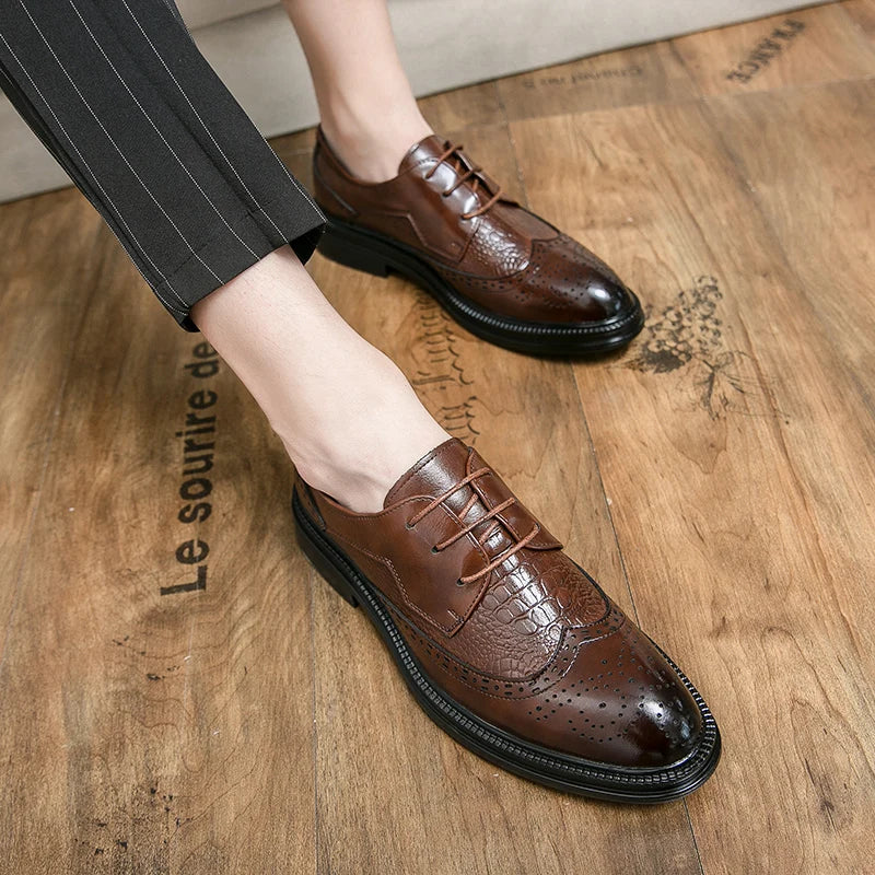 Designer Business Oxfords Formal Wedding Mens Derby Italian Original Crocodile Leather Dress Office Loafers Casual Shoes for Men