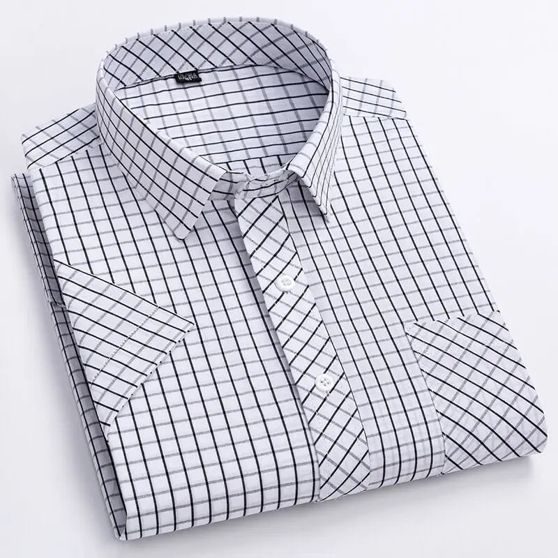 Men's Plaid Short-sleeved Shirt light Breathable