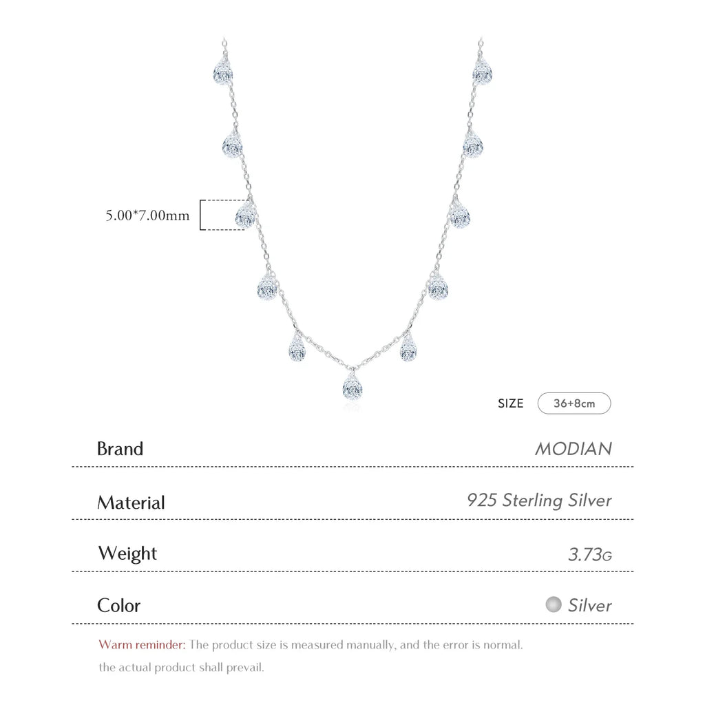 925 Sterling Silver Stackable Clavicle Chokers Necklace Sparkling Zircon Neck Chain for Women Fine Jewelry