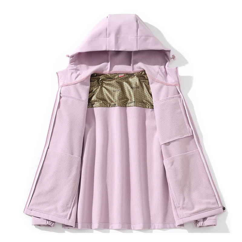 Waterproof Fleece Jacket Women Windproof Thermal Soft Shell Coat Outdoor Hiking Camping Climbing Trekking Windbreaker