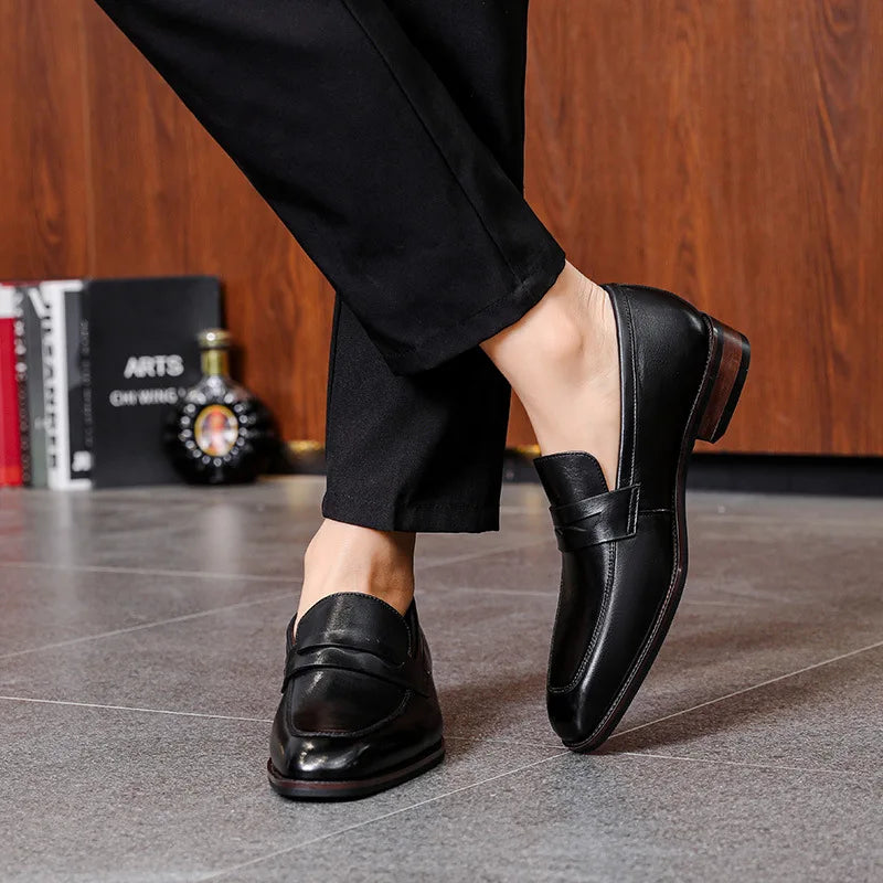 Loafer Shoes For Men Genuine Leather Mens Shoes Driving Shoes Leisure Business Lazy Shoes Plus Size 37-47