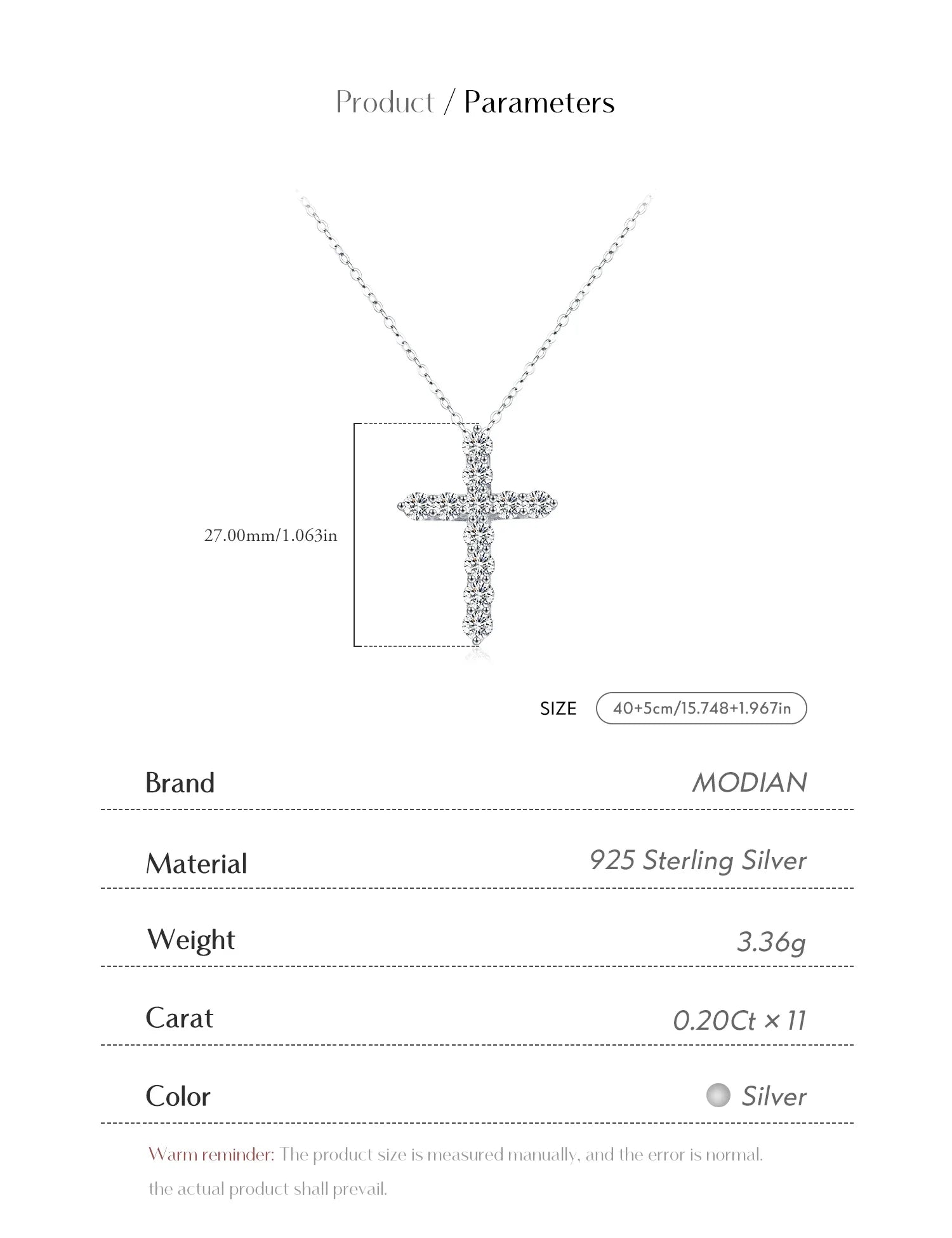 D Color Moissanite Necklace 925 Sterling Silver Exquisite Cross Link Chain Pendant Necklace For Women Fine Jewelry Gift