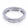 S925 Silver Groove Inlaid D VVS1 Round Moissanite Ring for Women Fashion Wedding Ring Eternity Band with Certificate