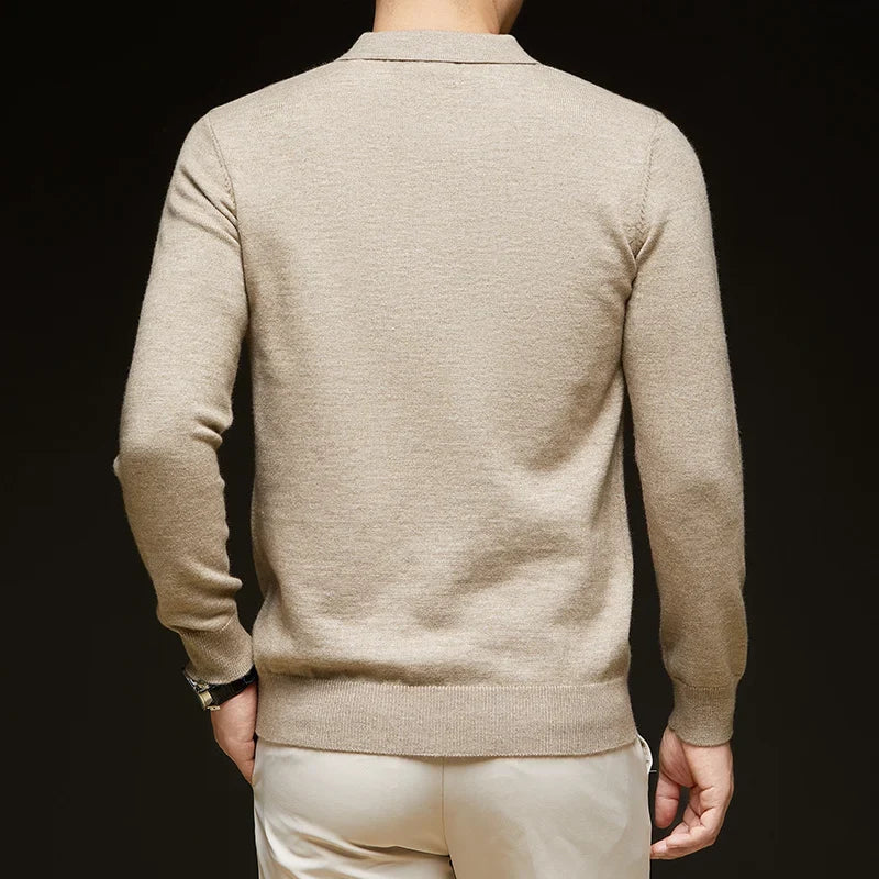Fashion Autumn And Winter New Cashmere Sweater Men's High Quality Pullover Casual Loose POLO Knitted Bottom Shirt Jacket Shirt