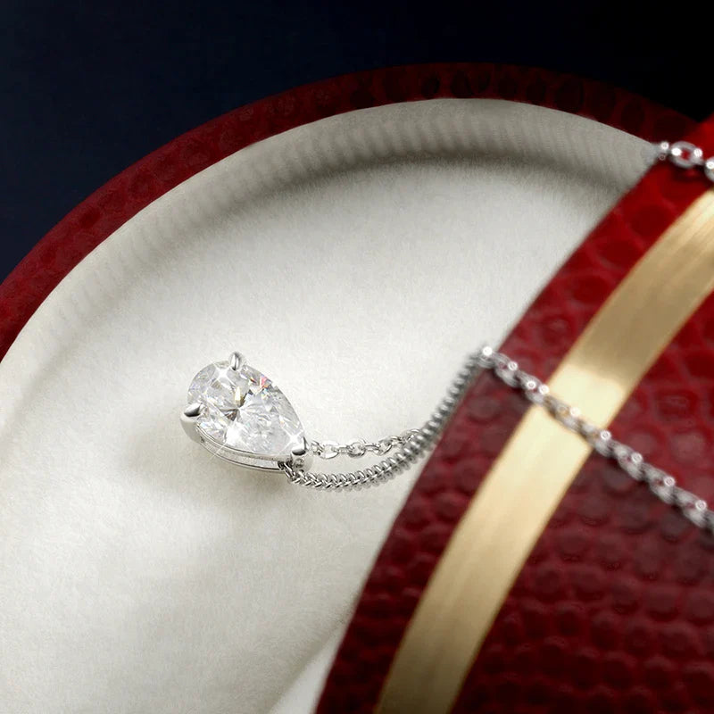 Pear Cut 1/1.5/3/4/5CT D Color Moissanite Pendant Necklace for Women Men 925 Silver Waterdrop Solitaire Diamond Neck Chain
