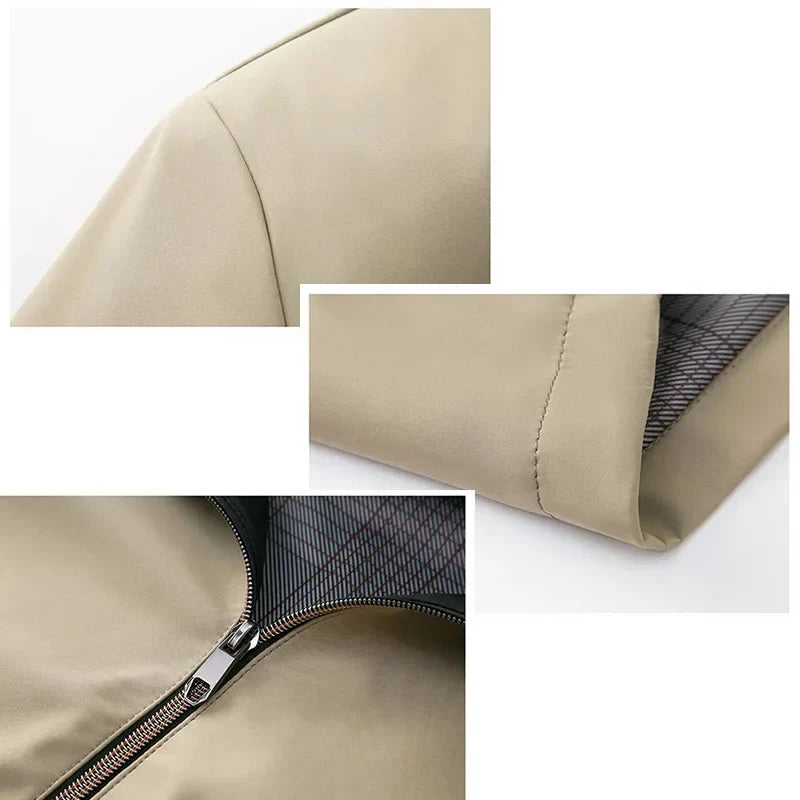 Brand Mens Daily Jacket Casual Solid Color Stand Collar Work Business Wear-resistant Autumn Jacket for Male Commuting