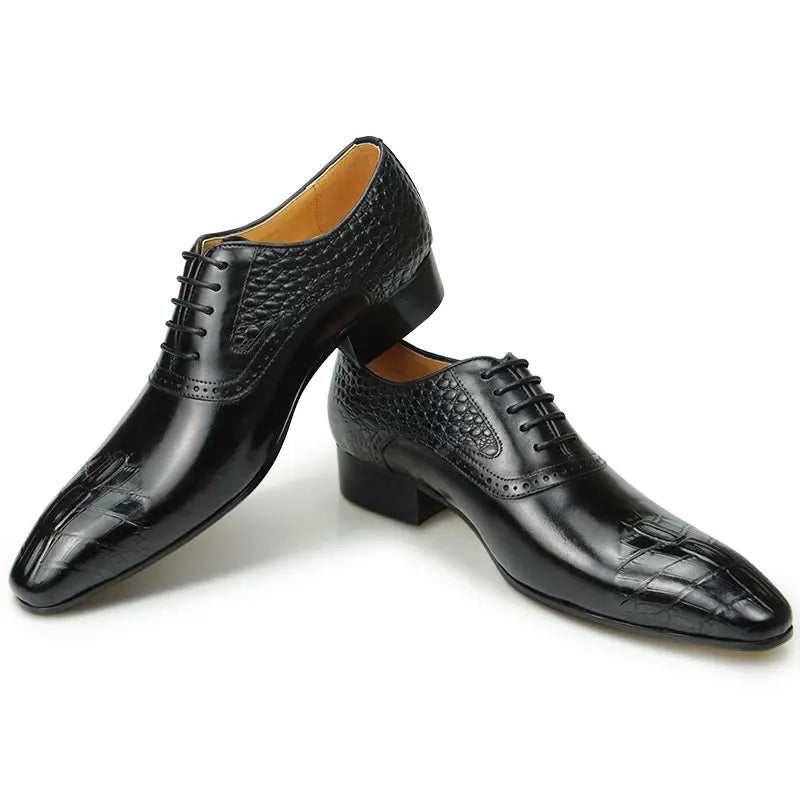 Italy Men's Shoes Prince Classic Modern Formal Oxford Wingtip Lace Up Dress Shoes Handmade Black Genuine Leather Shoes