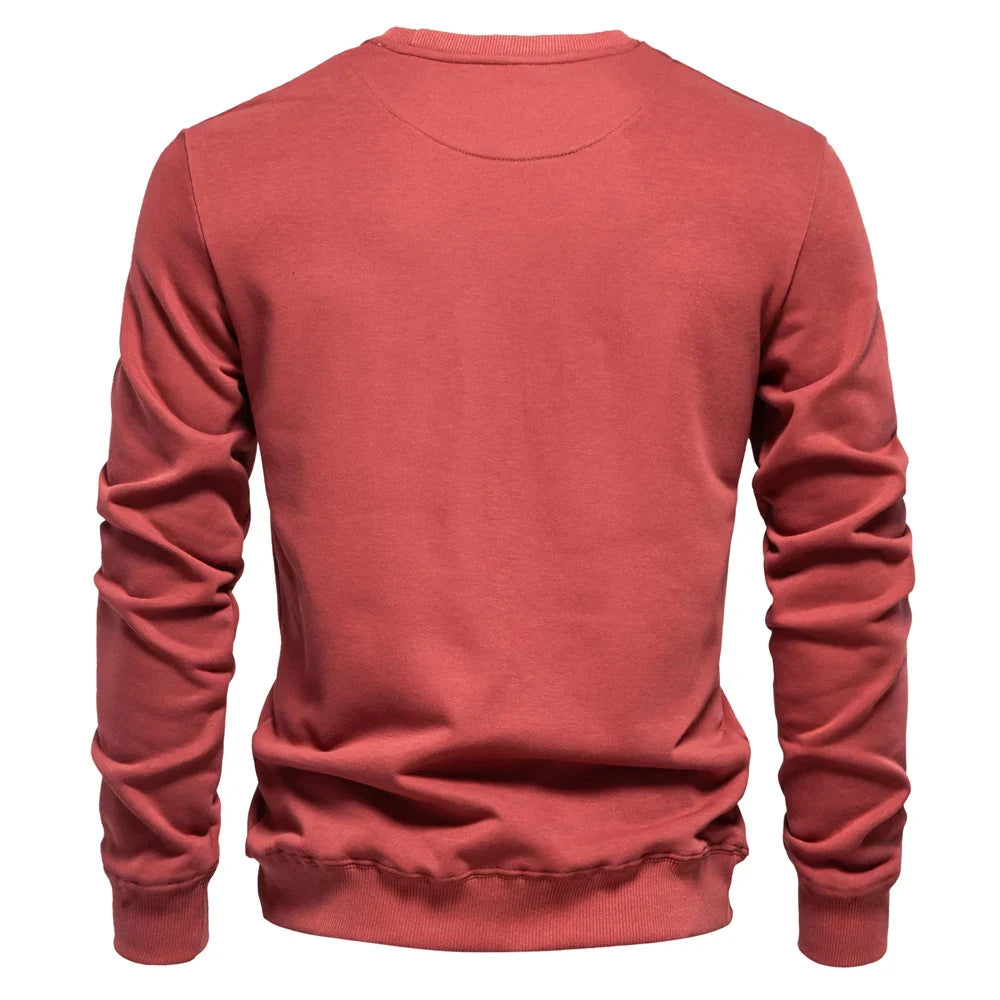 Cotton-blend Mens Crew Neck Solid Color Sweatshirts Pullover Casual Sport Sweatshirt for Men