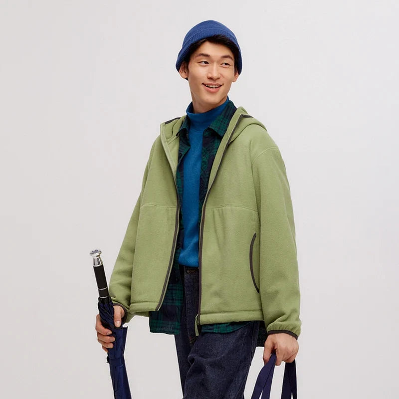 Jacket Men Antistatic Polar Fleece 2024 New Winter Furry Coat Loose Hooded Winter Wear Versatile Couple Style Jacket
