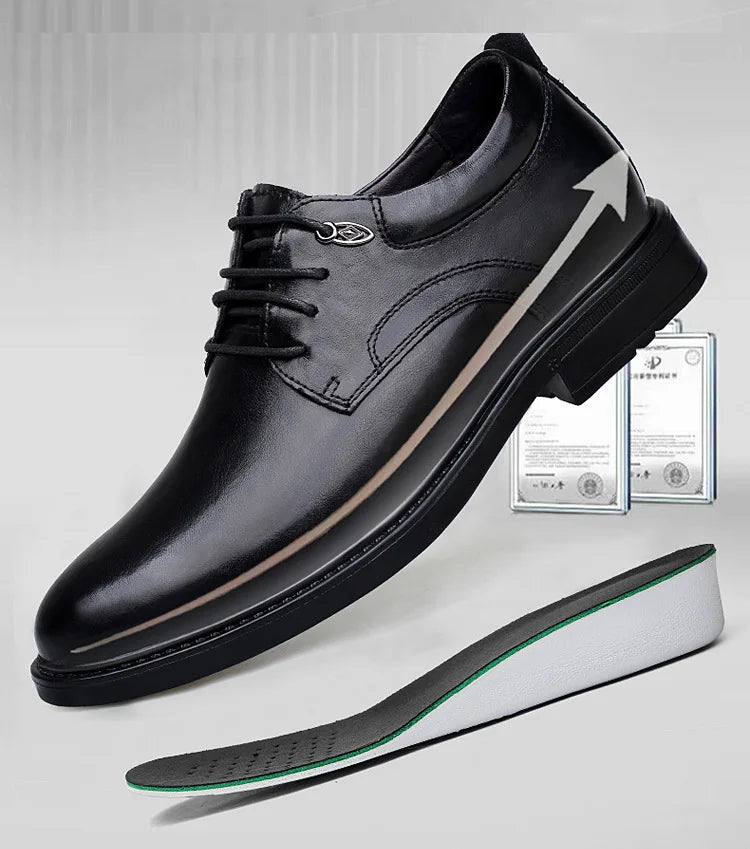 Leather Casual Elevator Shoes for Men 10cm Invisible Height Increase Casual Sneakers Business Formal Shoes