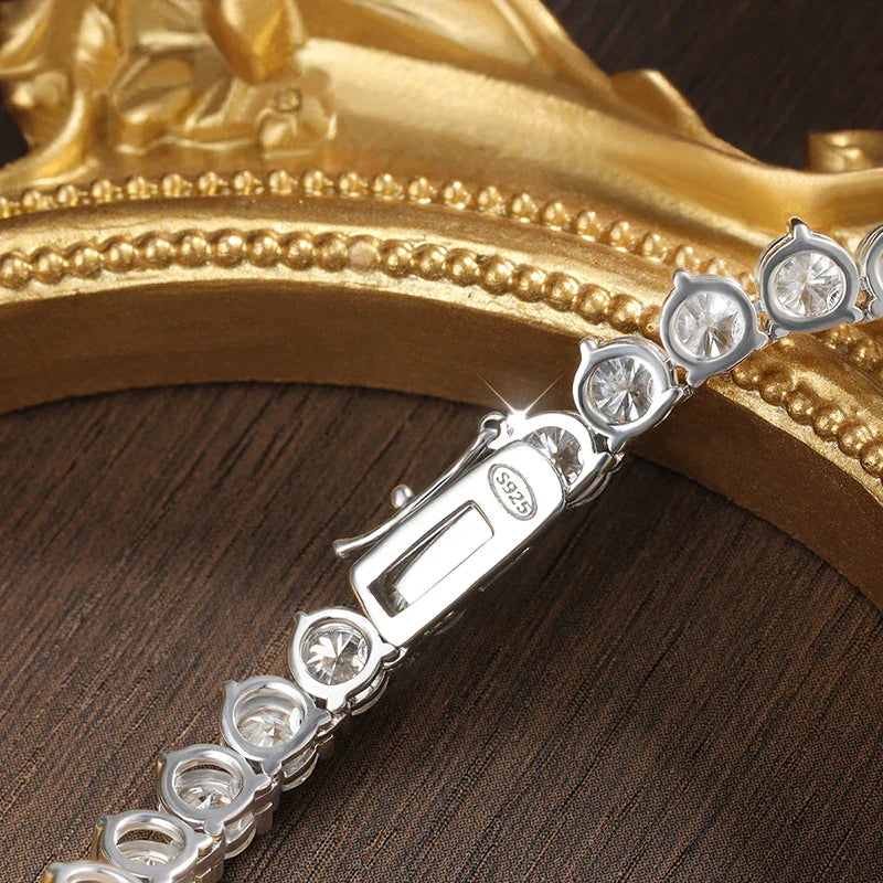 3 Claw D VVS1 Moissanite Tennis Necklace 3/4/5mm GRA Certified Lab Diamond Solid s925 Silver GRA Necklace for Women Man