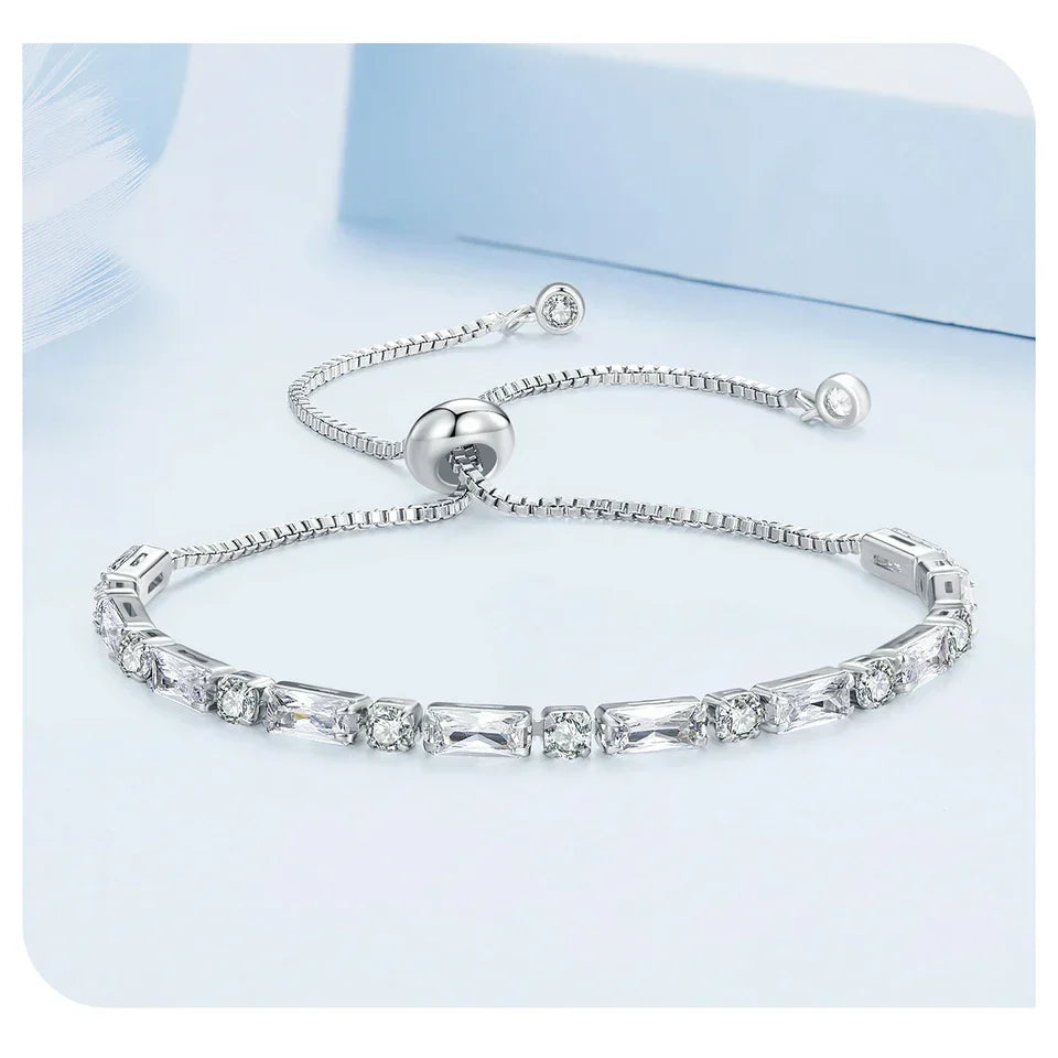 Luxury Square Zircon Adjustable Bracelet Sparkling Zirconia Chain Link for Men Women Birthday Gift Crystal Fine Jewelry