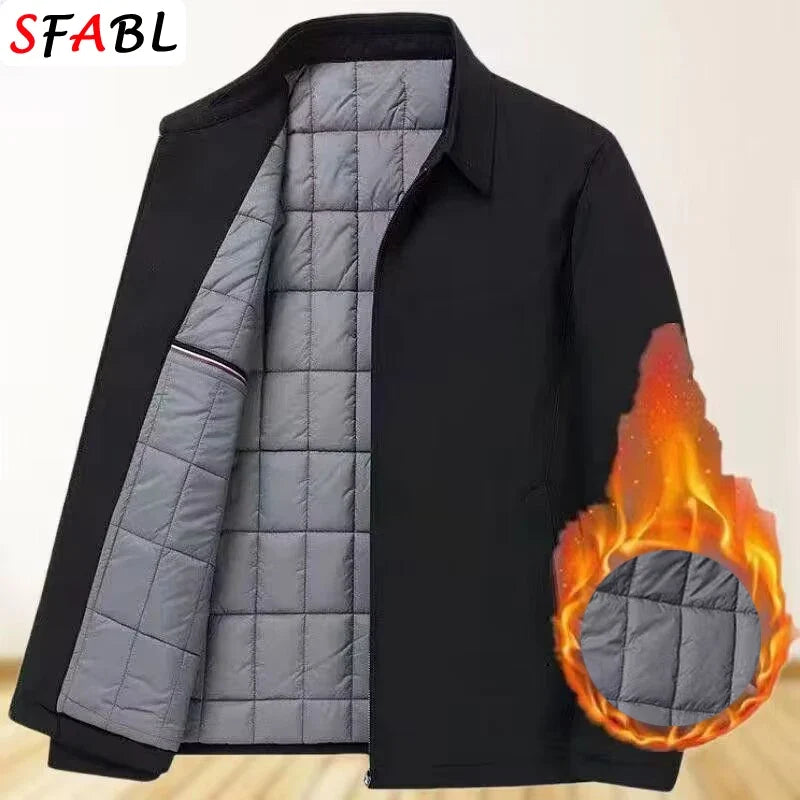 Casual Thermal Warm Winter Jackets for Men Business Blazers Coat Fleece Lining Men's Winter Jacket Luxury Parka Outerwear L-3XL