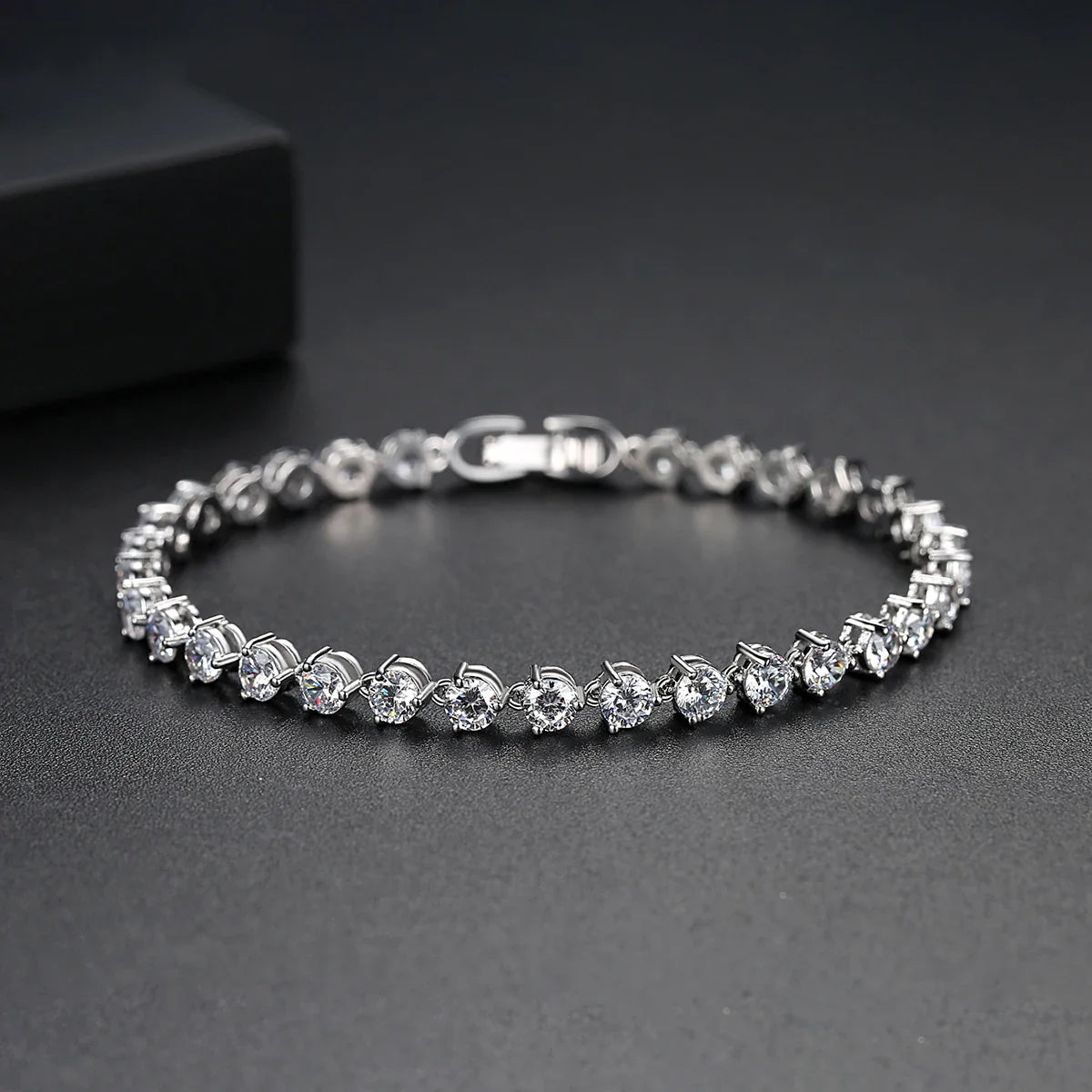Silver Color 3 Prong Round Cubic Zirconia Necklace Earring Bridal Jewelry Set Simple Design Bride Wedding Accessories