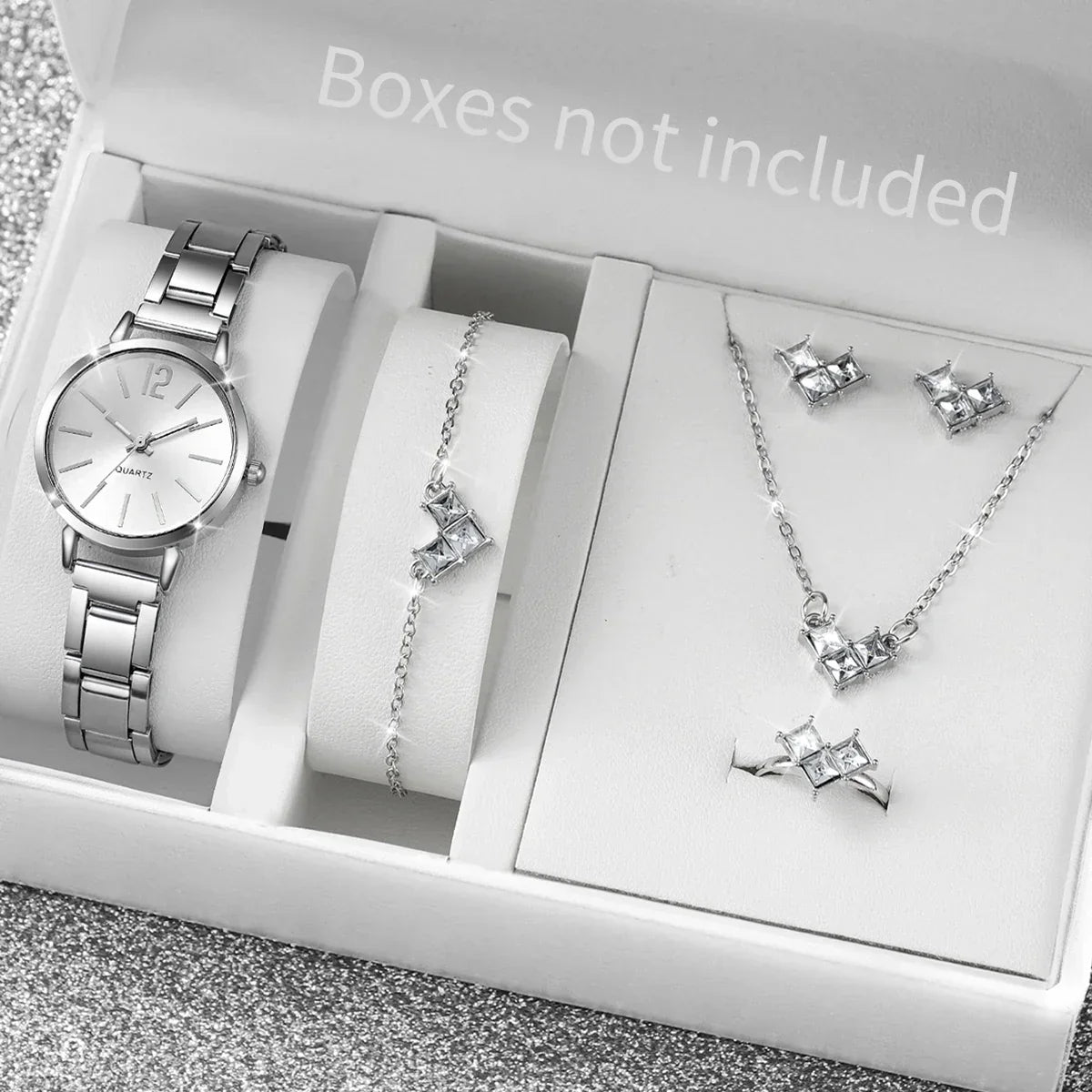5/6PCS Fashion Women Watches Jewelry Set Luxury Analog Quartz Watch for Women Reloj Mujer Girls Clock Gift（Without Box）
