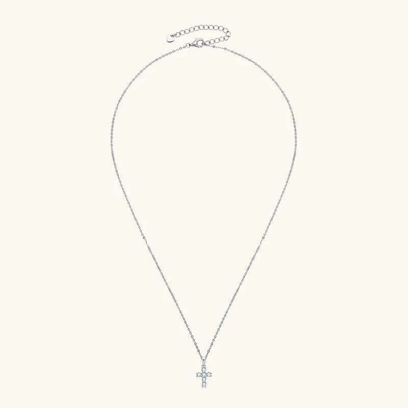 Certified Moissanite Cross Pendant Necklace Original S925 Sliver O-Chain Plated 14k Gold Necklaces for Women Fine Jewelry