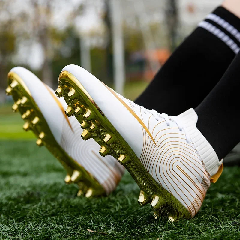 Professional Men Ankle Football Boots Outdoor Grass Cleats Unisex Soccer Shoes Long Spikes Tf Football Shoes Chuteira Society