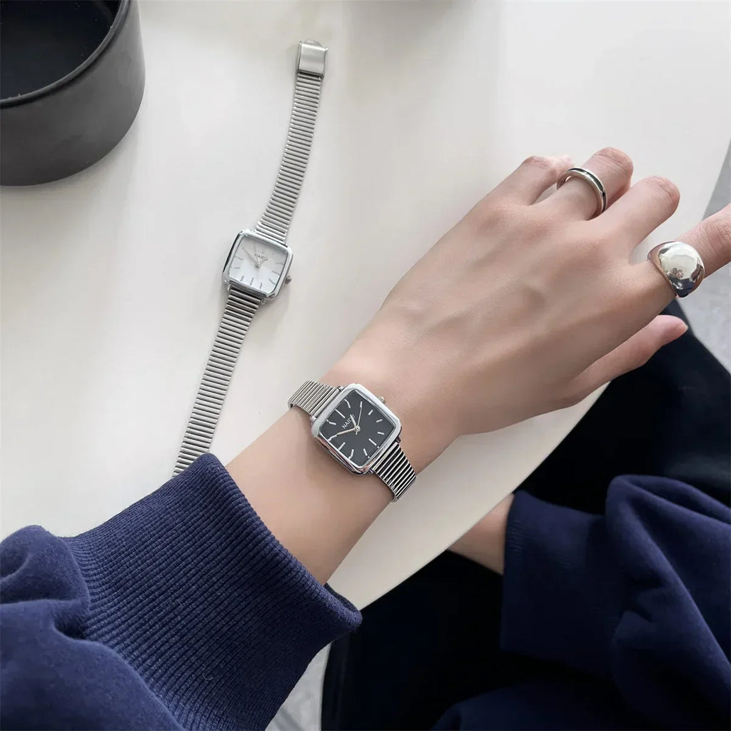 Brand Simple Quartz Watch for Women Retro Luxury Gift Ladies Watches Small Dial Adjustable Stainless Steel Strap Wristwatches