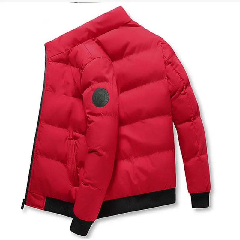 2025 Winter New Solid Color Zipper Down Jacket Thick Cotton Jacket Men Trendy Brand Casual Youth Coat Versatile Comfortable Top