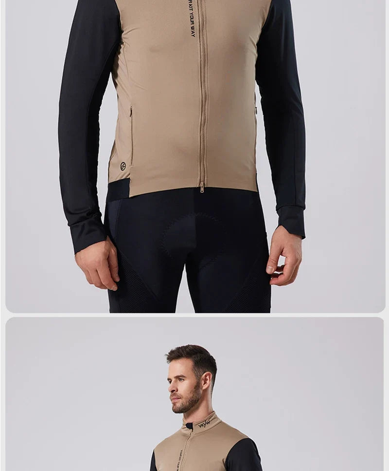 Men's Windproof Waterproof Long Sleeve Cycling Jacket MTB Bike Coat Bicycle Sports Windbreaker Double Zipper Cycling Jersey