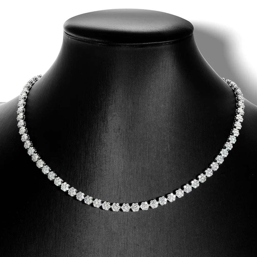Flower Moissanite Tennis Necklaces Bracelets For Women 925 Sterling Silver Full Diamond Neck Wrist Chain With  Certificate