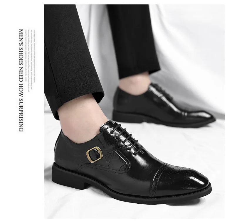 Men's Big Size Leather Shoes Spring Autumn Formal Business Office Wedding Dress Shoes for Man New Designer Business Shoe Man