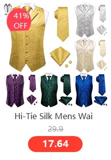 Dark Purple Men Vest Elegant Silk Paisley Jacquard Waistcoat Jacket NeckTie Hanky Cufflinks for Men Business Party Hi-Tie