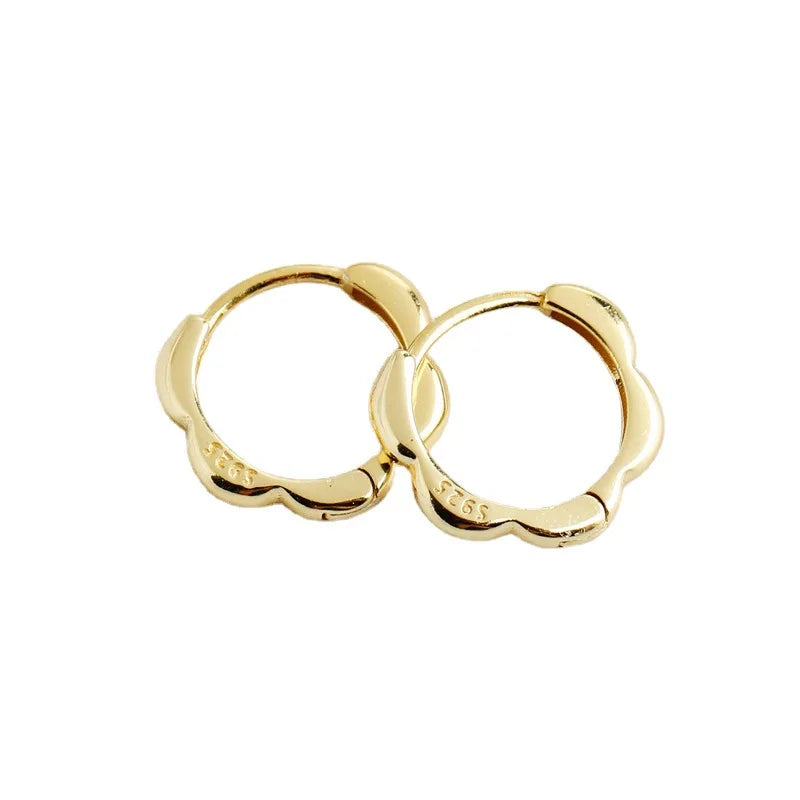 925 Sterling Silver Simple European Plum Circle Hoop Earrings For Women Fashion Charms Huggies Party Jewelry Accessories