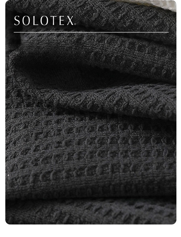 Autumn Lightweight Waffle Knit Base Layer Top  Men - Fashionable Loose Fit Versatile Long-Sleeved Round Neck T-Shirt/Sweatshirt