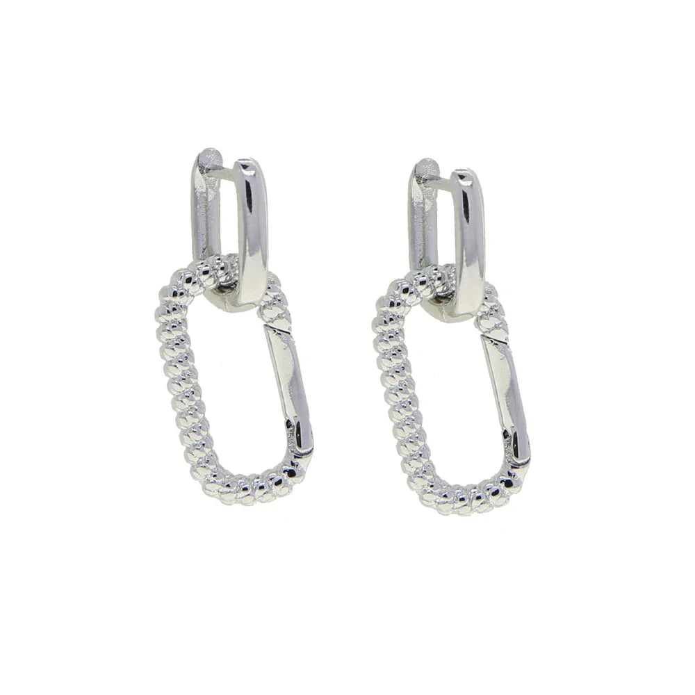 Korean Style Fashion Paper Clip Designer Jewelry Hoop Dangle Earrings for Women Cubic Zirconia Gold Platinum Plated Color