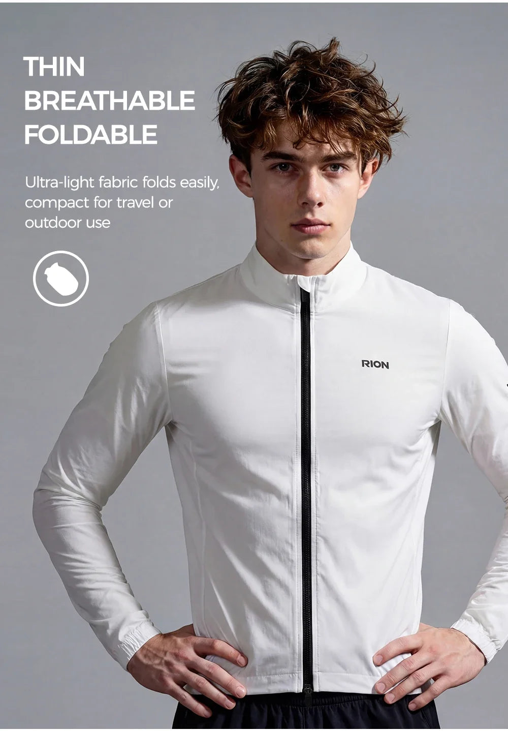 Men Long Sleeve Windbreaker Sports Trench Lightweight Windproof Hiking Fitness Bicycle Coat UPF 50+ Outdoor Outfit Packable