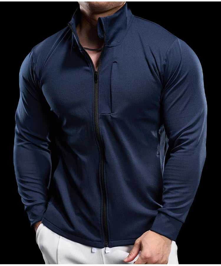 Men Running Jackets Gym Zipper Sport Jacke Jogging Training Quick-drying Fitness Sweatshirt Outdoor Casual Running Sportswear