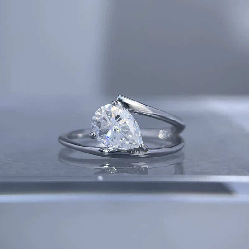 D Color VVS1 6*8mm Pear Cut Moissanite Rings for Women Sparkling Wedding Proposal Birthday Gift 100% S925 Sterling Silver