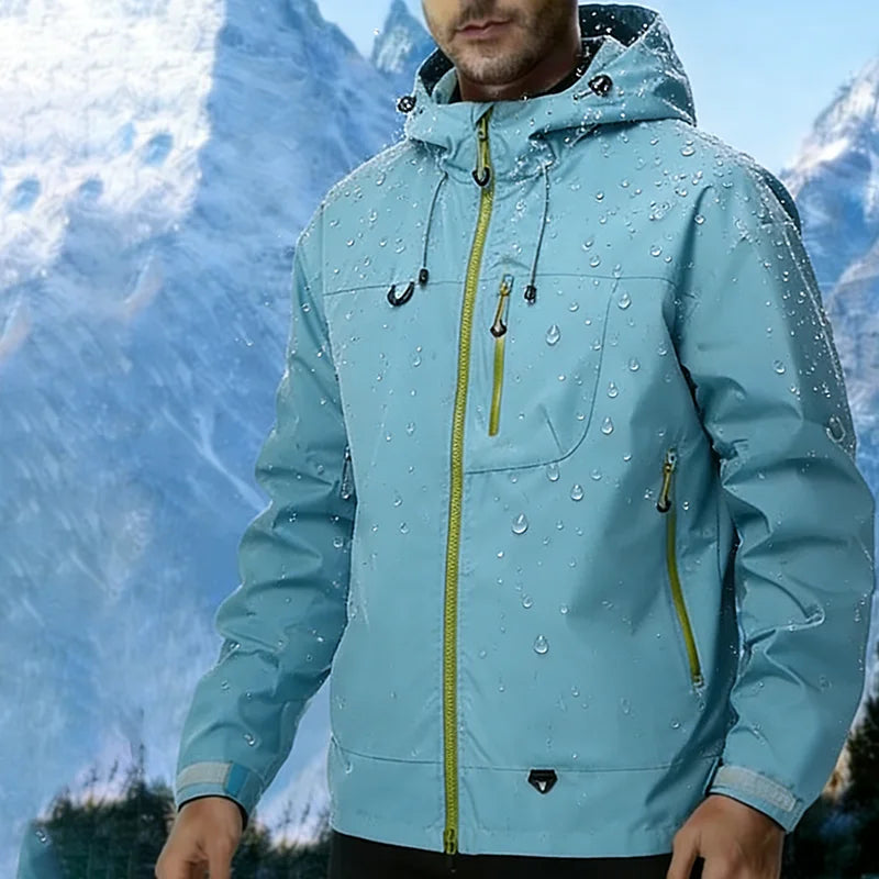 Men's Outdoor Jacket Waterproof Windbreaker Sports Climbing Trekking Multiple Pockets Skiing Softshell Zipper Hooded Jackets