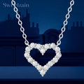 Korean Fashion Heart Shaped Moissanite Pendant Necklace for Women S925 Silver Diamond Clavicle Chain Birthday Party Jewelry Gift