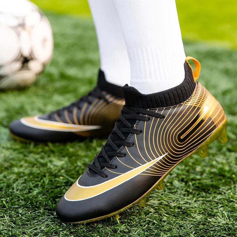 Professional Men Ankle Football Boots Outdoor Grass Cleats Unisex Soccer Shoes Long Spikes Tf Football Shoes Chuteira Society