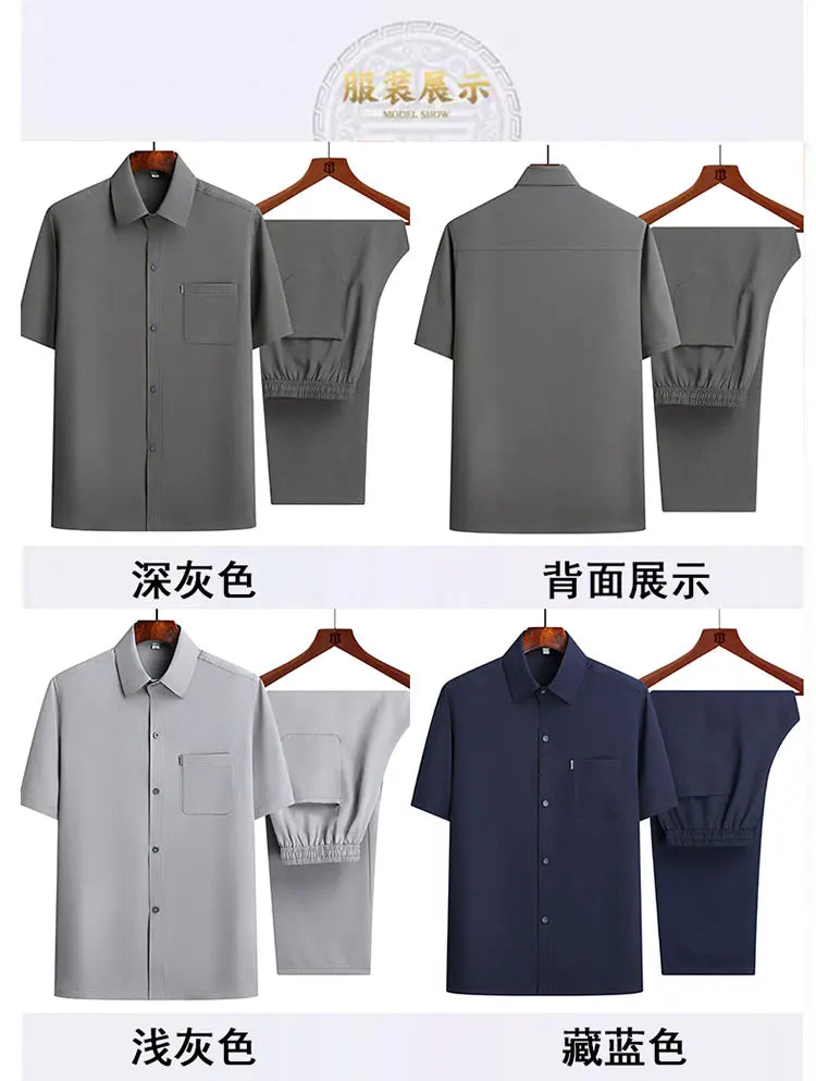 Shirts + Pants 2025 summer new style Sportswear Men's Casual Sets Male Fashion Chinese style shirts and trousers M-4XL