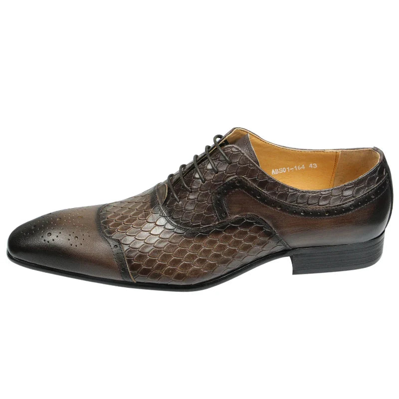Men's Leather Shoes Engraving Printing Banquet Wedding Shoes Fashion High Quality Oxford Business Office Shoes Chocolate Black