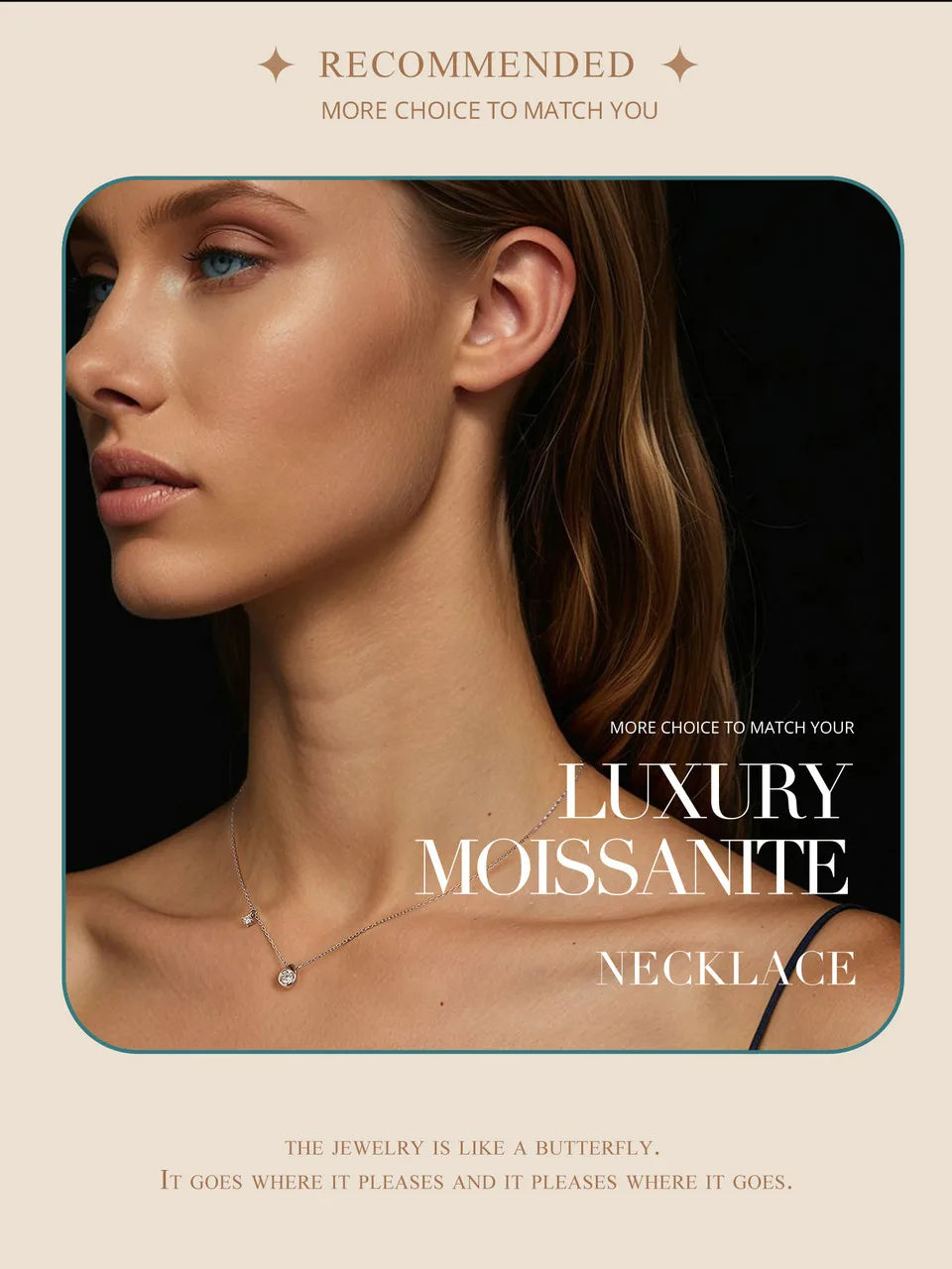 White Gold Plated Moissanite Necklace for Women, 925 Silver Pear/Round Solitaire Moissanite Pendant Valentines Day Gift
