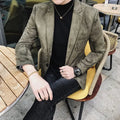 Spring Vintage Suede Suit Jacket Men Casual Business Slim Fit Blazer Deerskin Leather Jacket Men Wedding Street Wear Social Coat