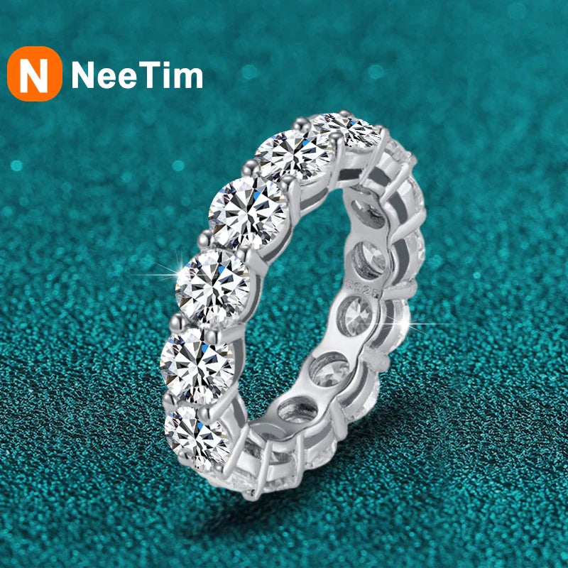 5mm Full Moissanite Ring for Woman Wedding 925 Sterling Silver Rings Lab Diamond Engagement Eternal Band Fine Jewelry