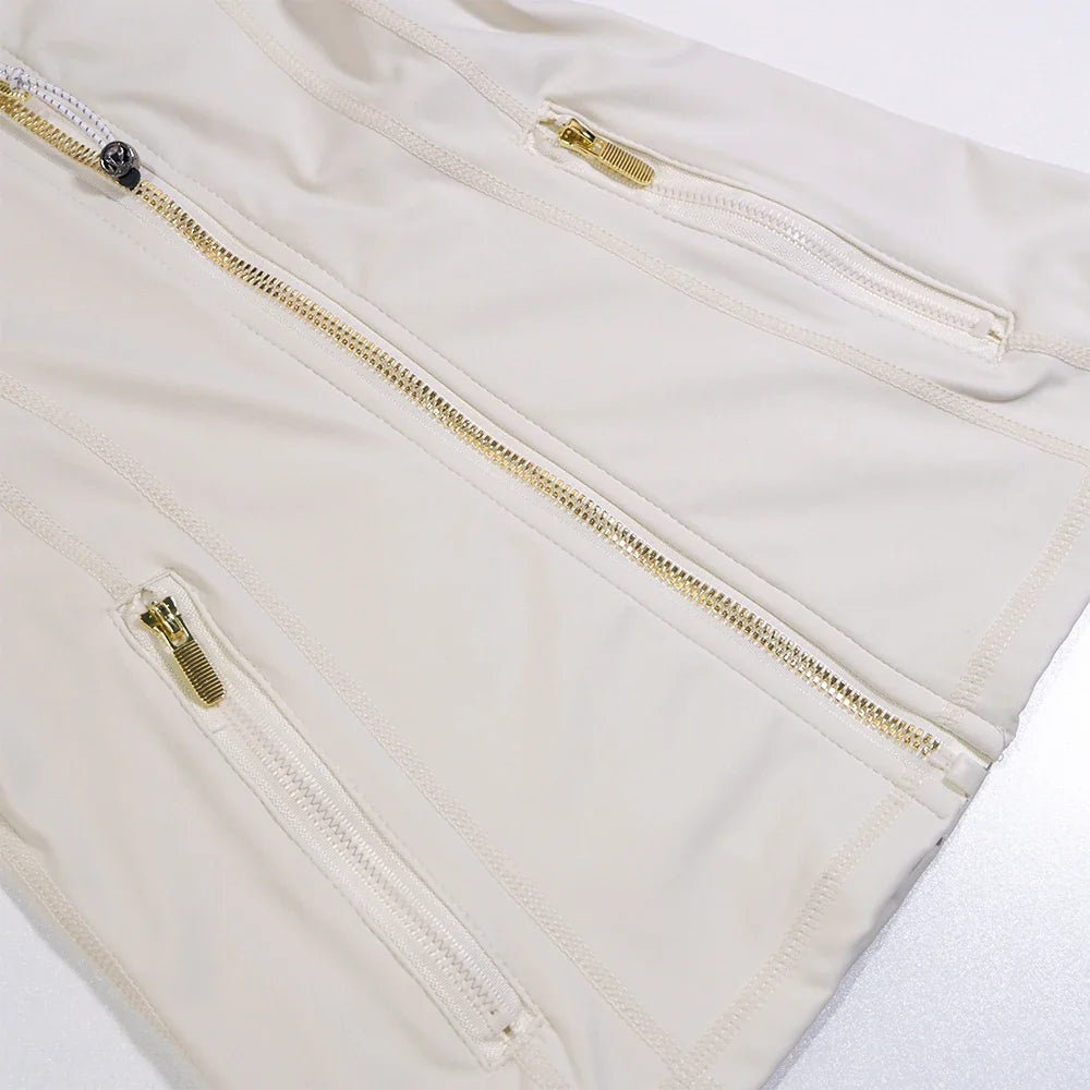 New Version Gold Zipper Slimming Jacket Yoga Stand Collar Coat Slim Fit Quick-Dry Sports Thin Twilight Rose Gold Summer