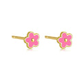 925 Sterling Silver Romantic White Enamel Flower Screw Bead Stud Earrings for Women Fashion Simple Piercing Jewelry Gift